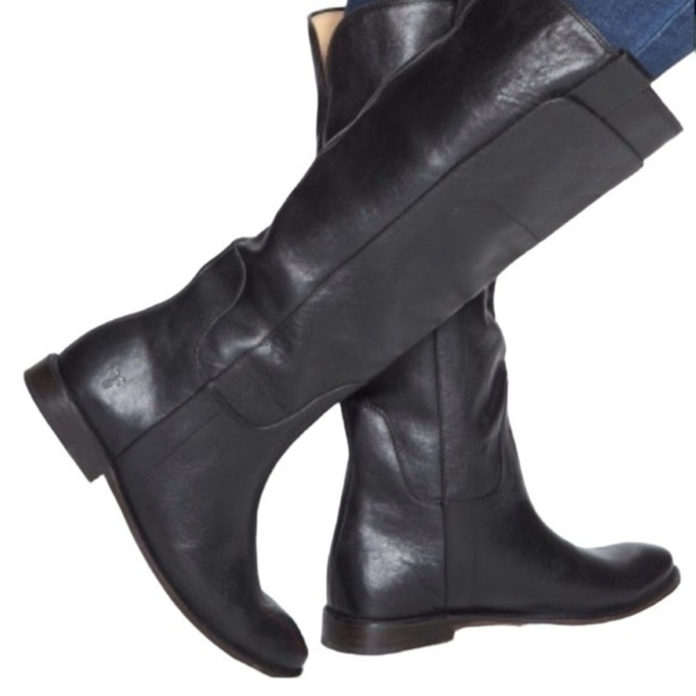 Frye Paige Black Leather Knee Riding‎ Equestrian Style Boots Size 8.5